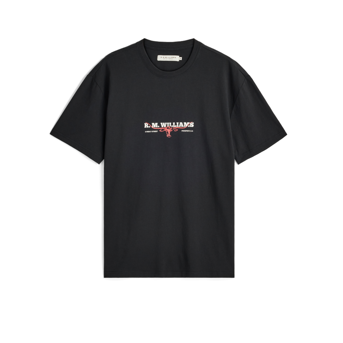 R.M.Williams Holt T-Shirt in Black on white background, view 1