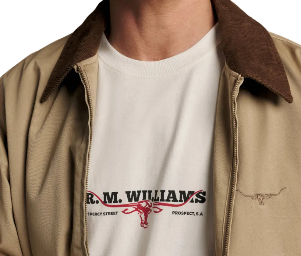 R.M.Williams Holt T-Shirt in Vintage White on white background, view 3