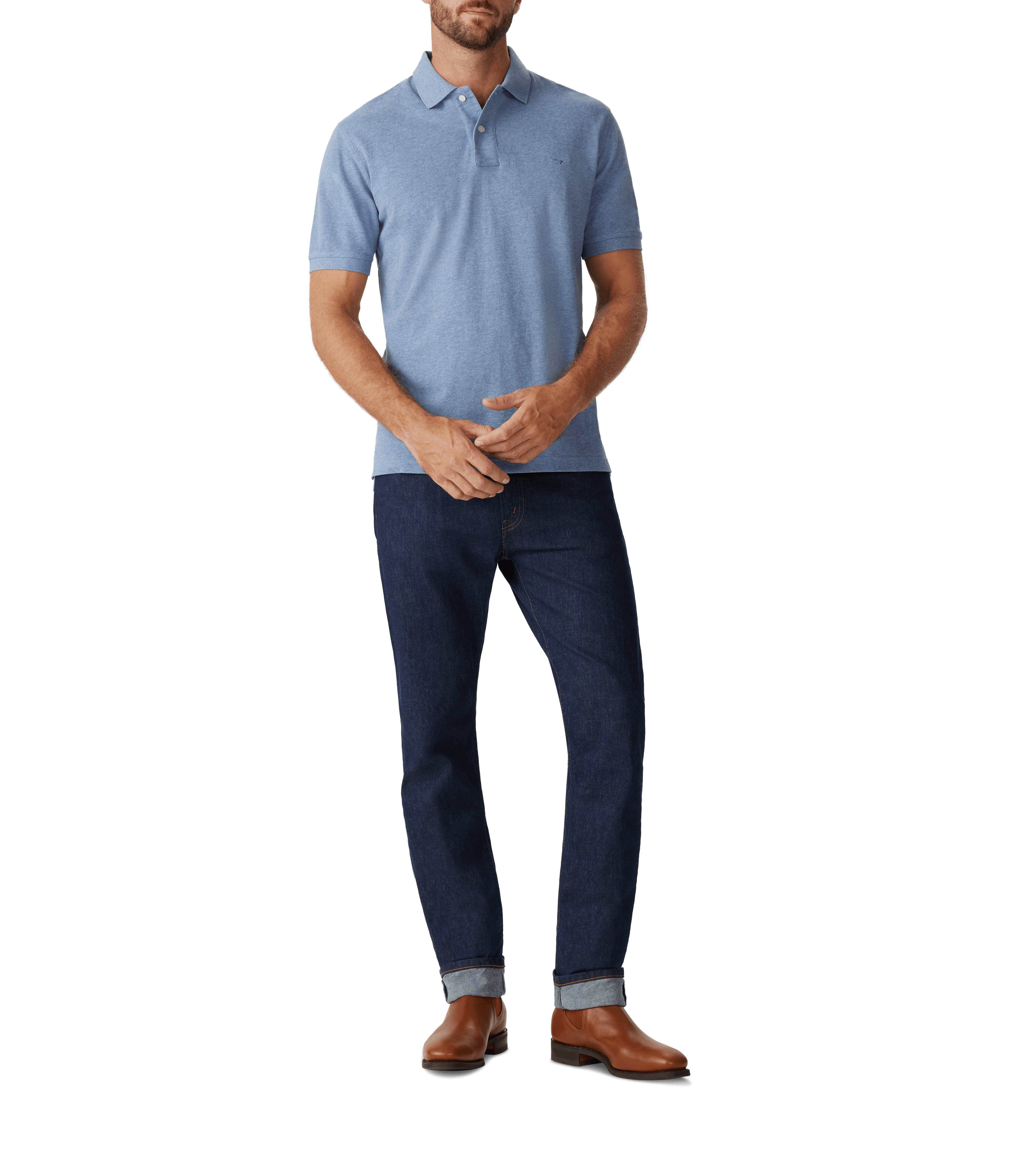 R M Williams - Rod Polo Shirt - Colour: Blue Marl