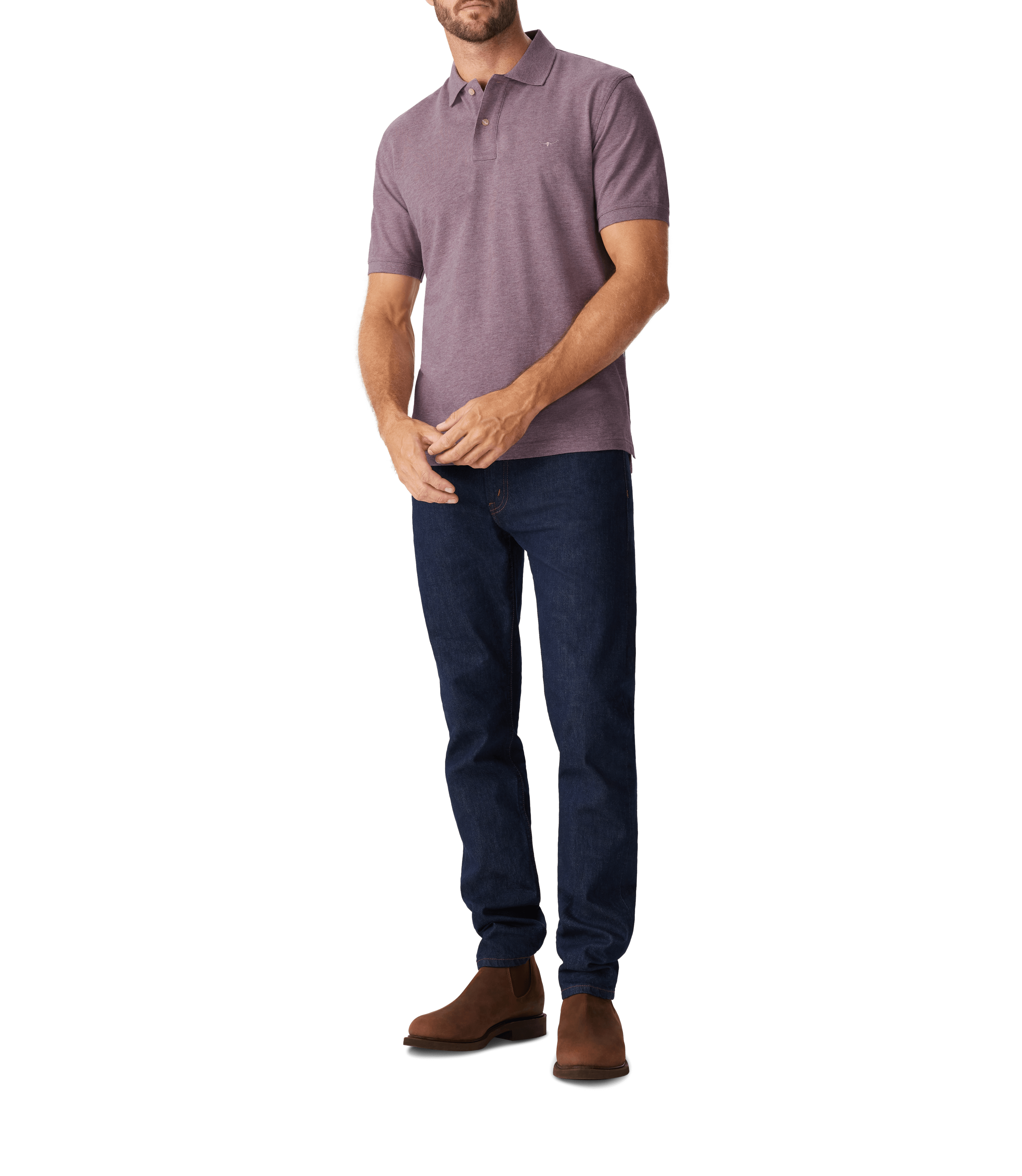 R.M.Williams Rod Polo Shirt in Pink Marl