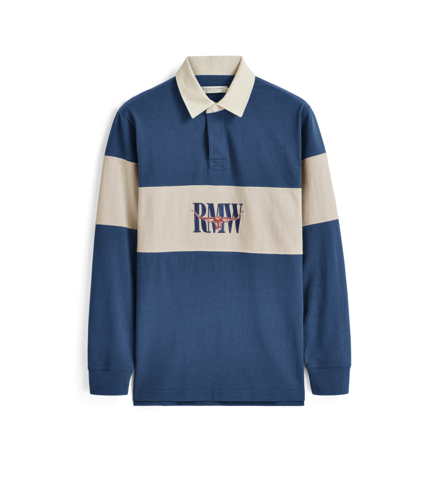 R.M.Williams Heritage Panel Rugby Shirt in Mid Blue – product image 1