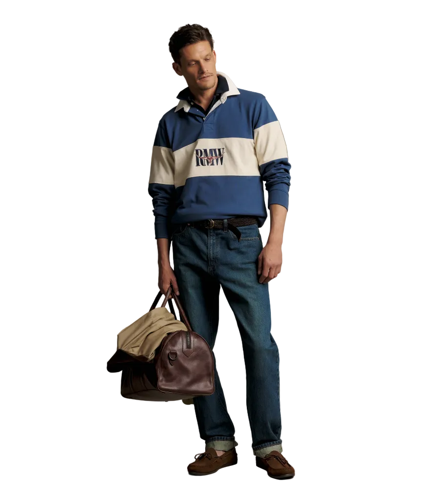 R.M.Williams Heritage Panel Rugby Shirt in Mid Blue – product image 2