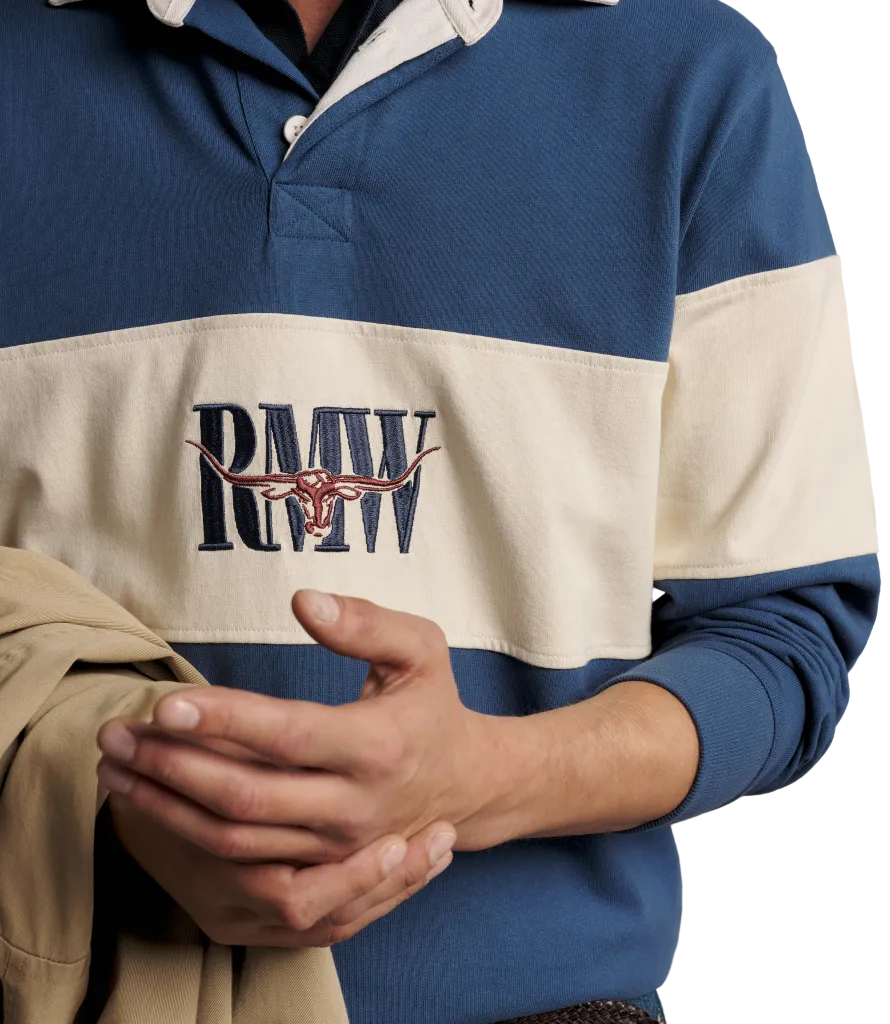 R.M.Williams Heritage Panel Rugby Shirt in Mid Blue – product image 4