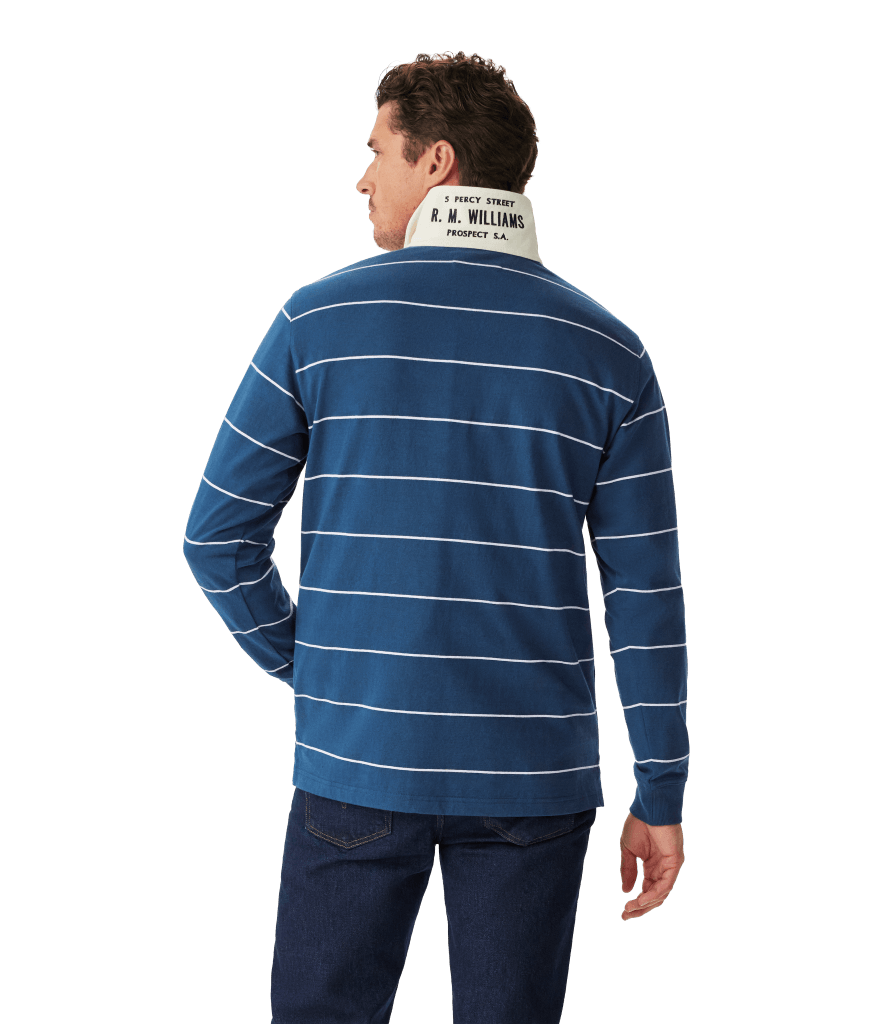 R.M.Williams Albany striped rugby sweatshirt – collar and stripe detail