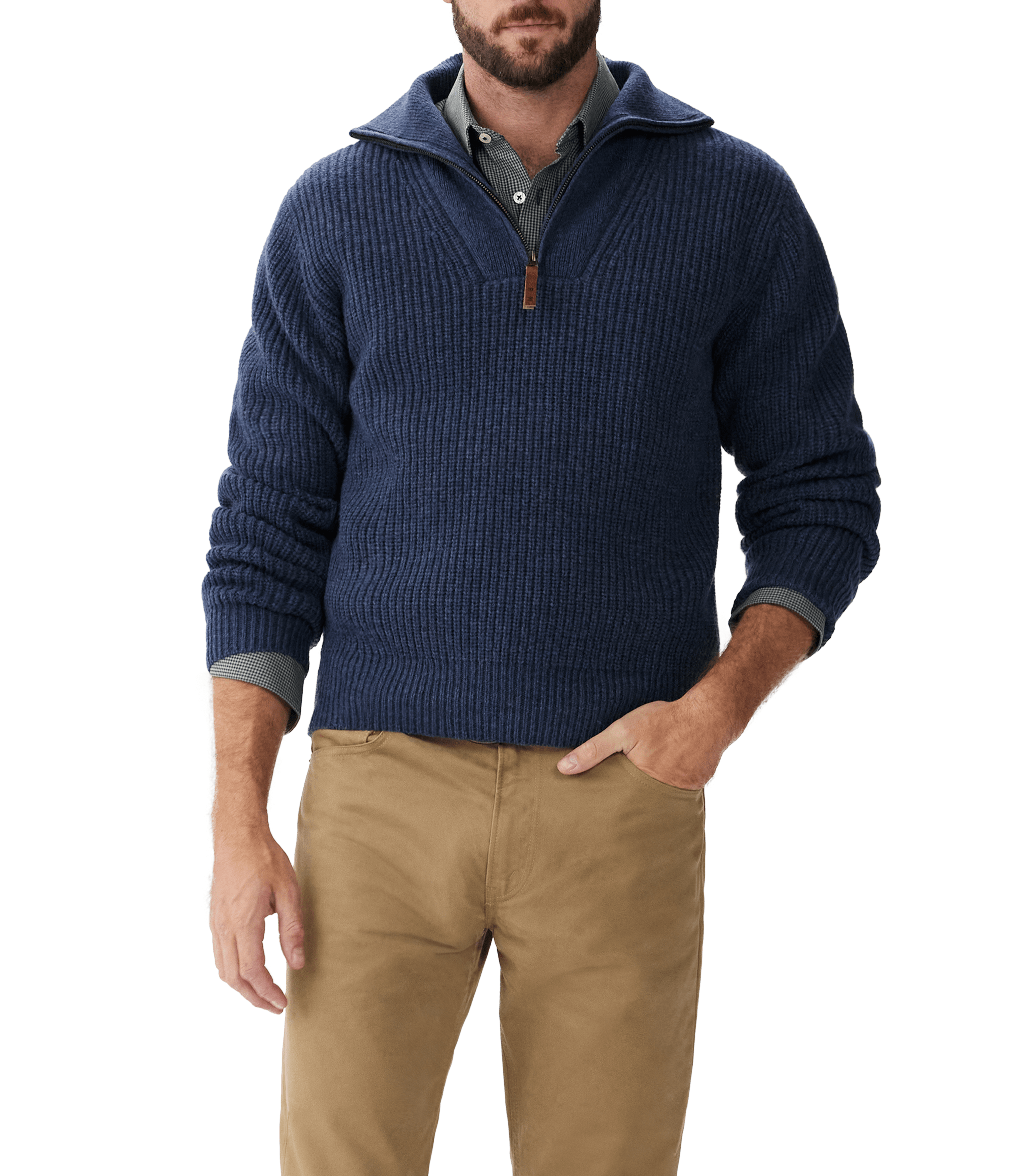 R M Williams - Kapunda 1/4 Zip Sweater - Colour: Dark Indigo