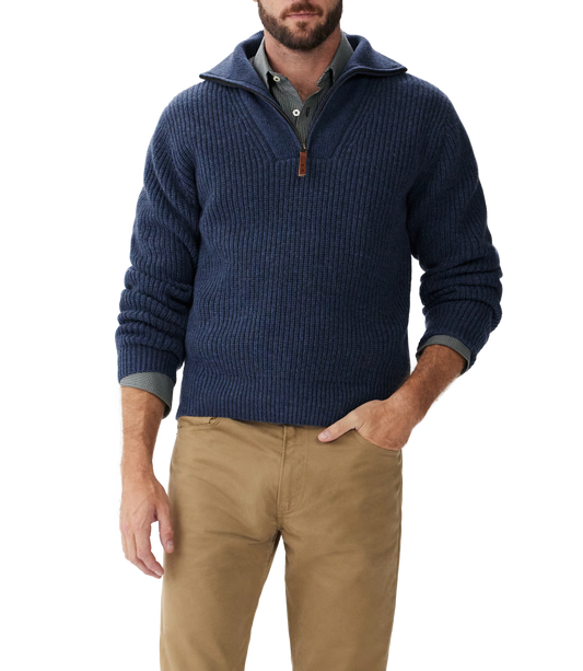 R M Williams - Kapunda 1/4 Zip Sweater - Colour: Dark Indigo