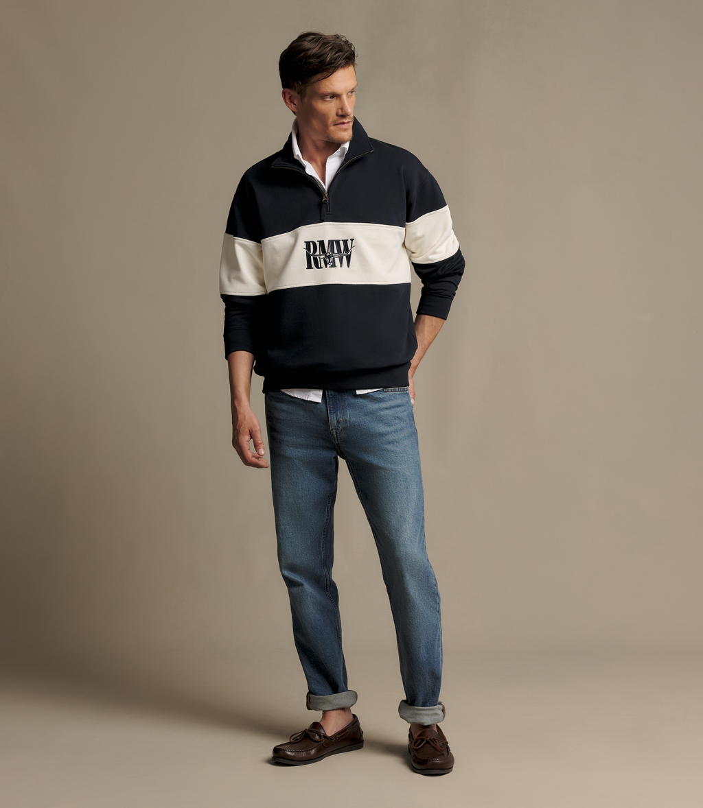 R.M.Williams Heritage Panel quarter-zip sweatshirt in Navy – product view two