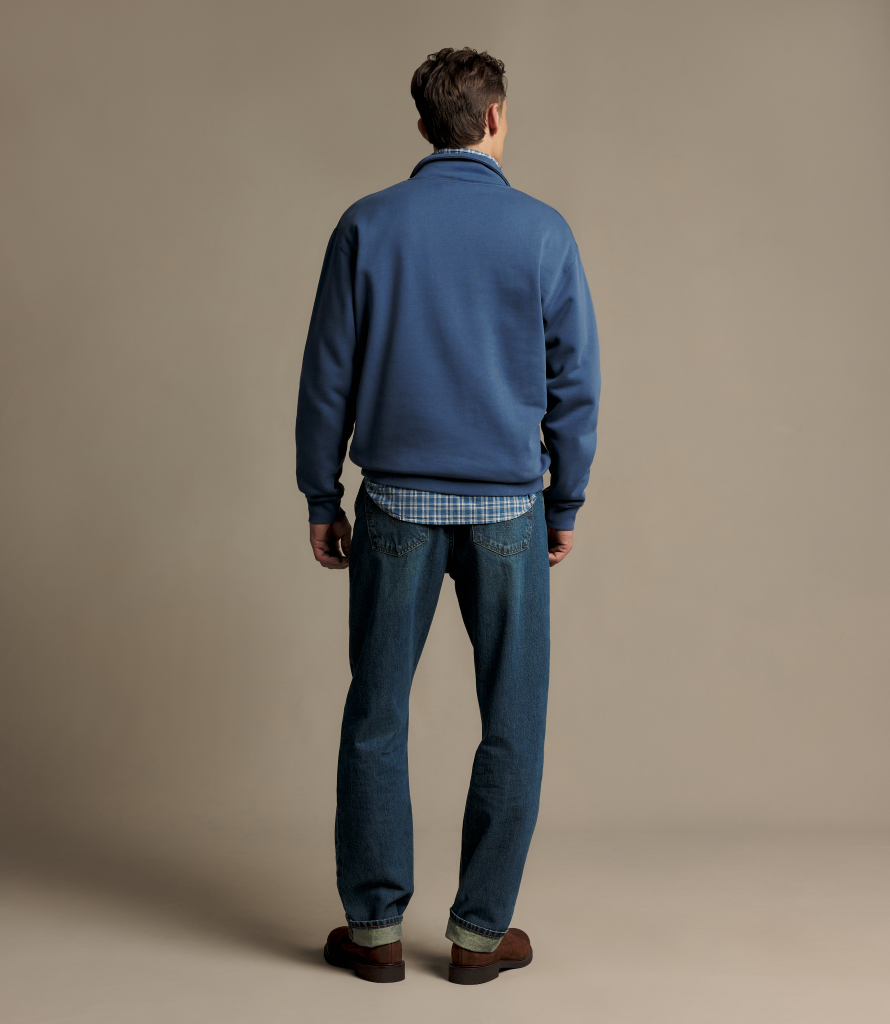 R.M.Williams Mulyungarie ¼ Zip Sweatshirt in Mid Blue, image 4