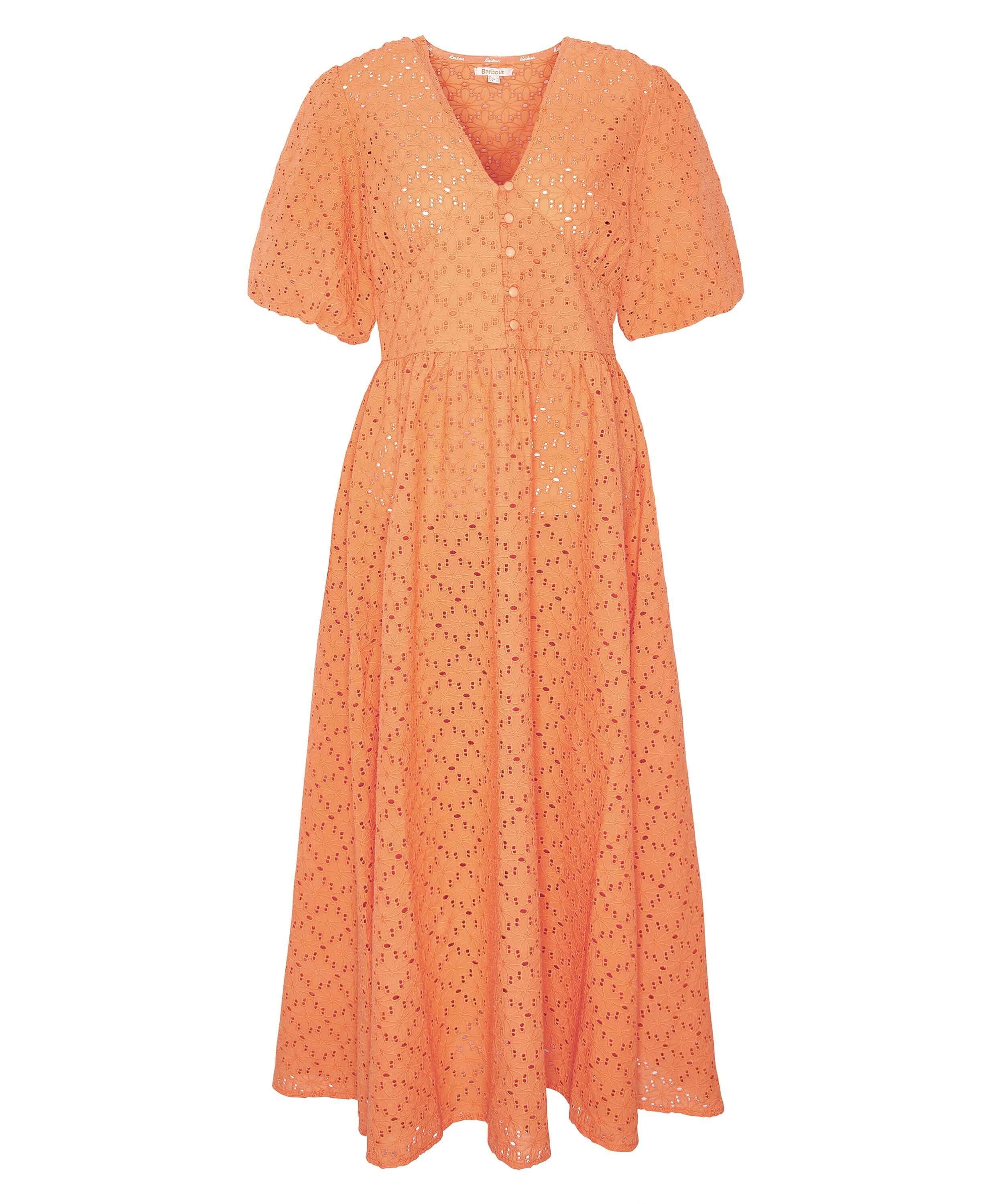Barbour - Kelley Broiderie Anglaise Midi Dress - Colour: Apricot Crush