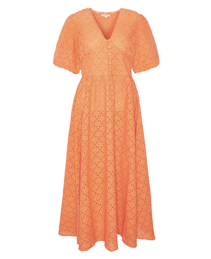 Barbour - Kelley Broiderie Anglaise Midi Dress - Colour: Apricot Crush