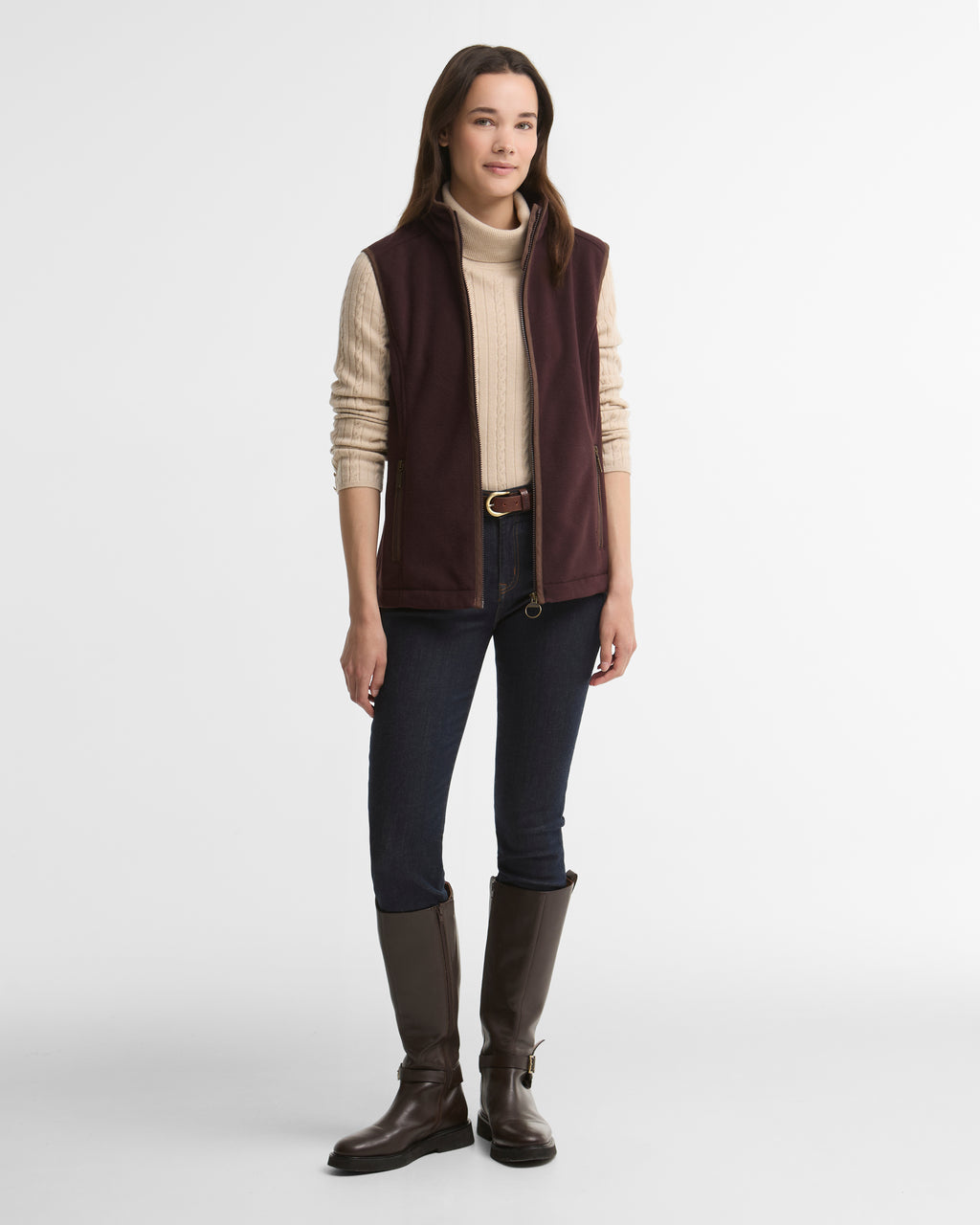 Barbour Country Colton Fleece Gilet in Fig – side view