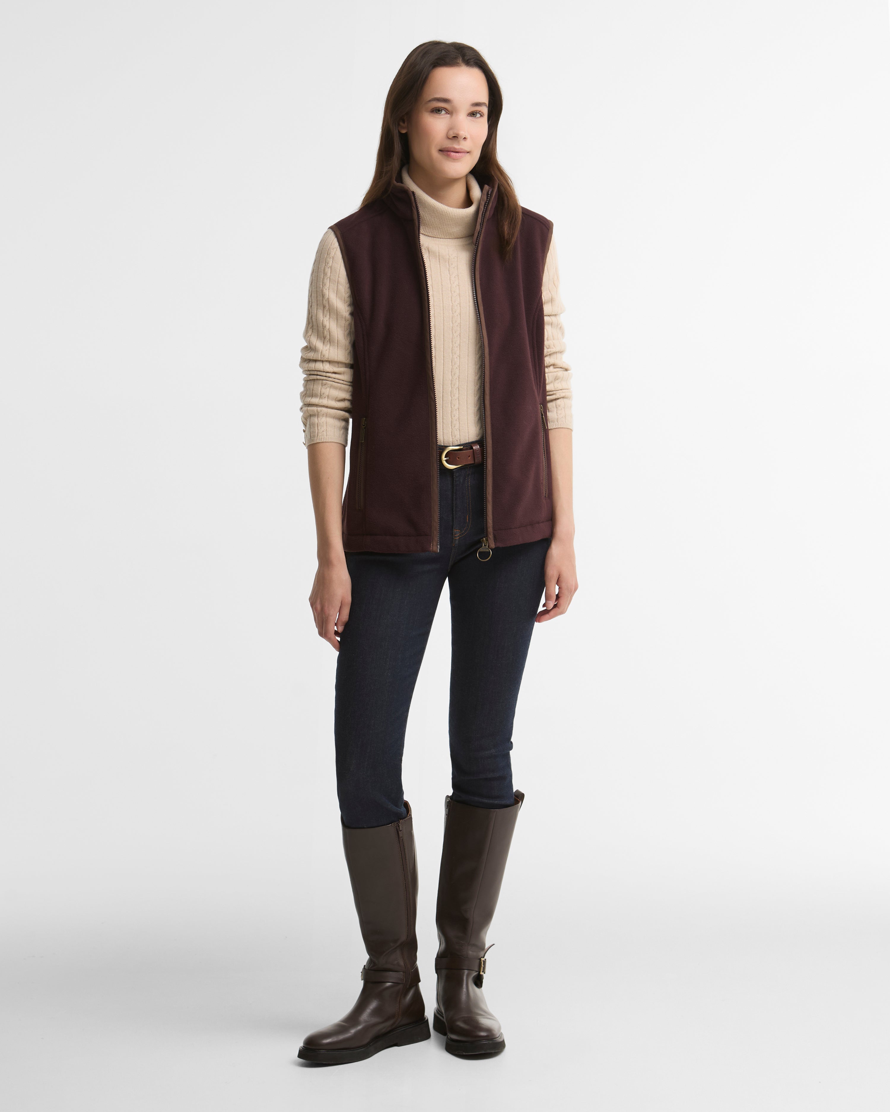 Barbour Country Colton Fleece Gilet in Fig – side view