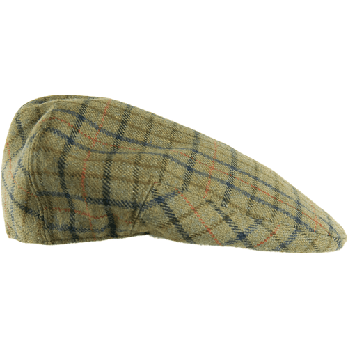 Army green wool tweed flat cap