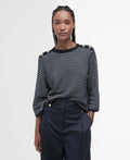 Macy striped short-sleeve crew neck jumper, front view