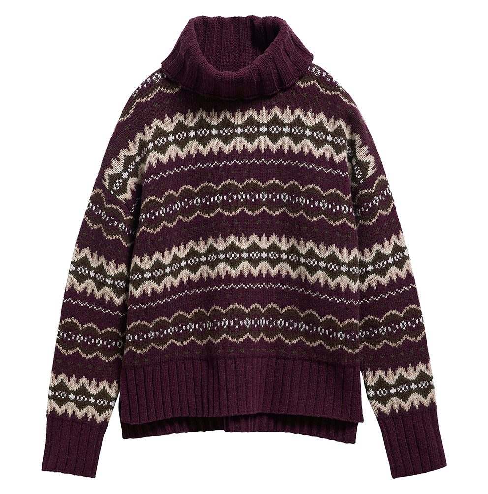Barbour Helen Knitted Jumper in Fig Multi – front view