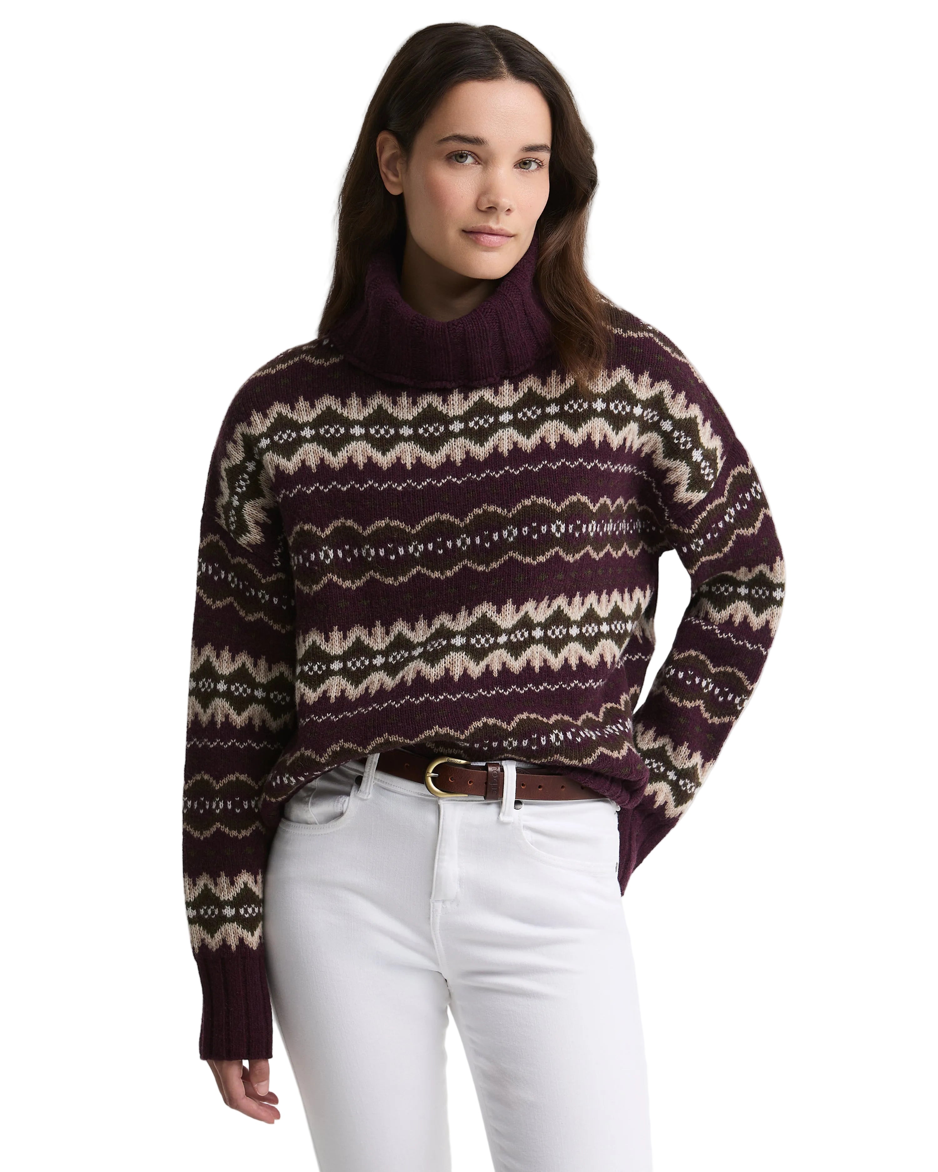 Barbour Helen Knitted Jumper in Fig Multi – front view