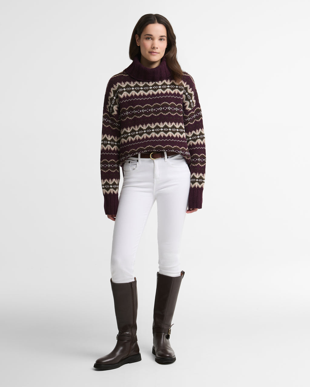 Barbour Helen Knitted Jumper in Fig Multi – flat lay