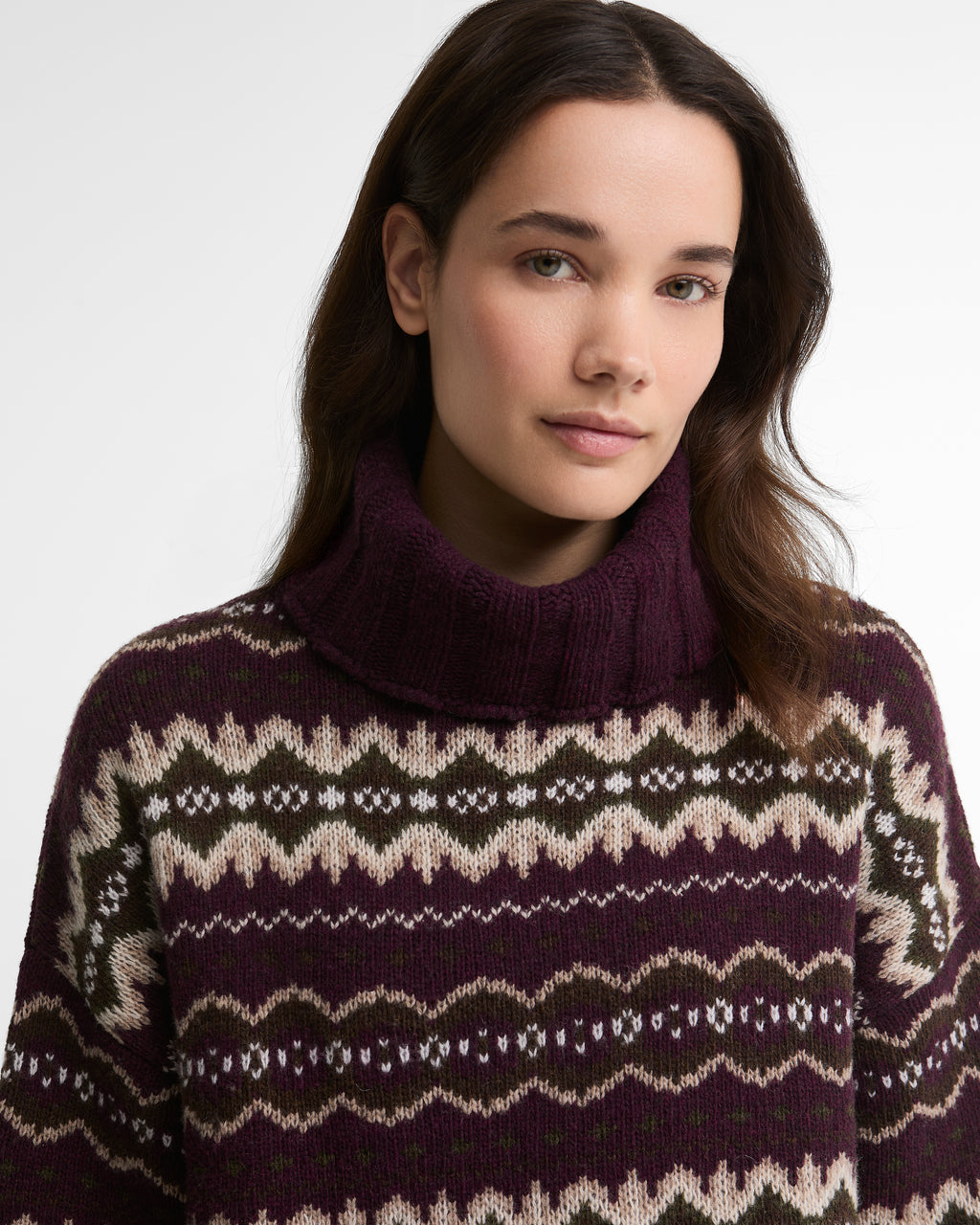 Barbour Helen Knitted Jumper in Fig Multi – knit detail