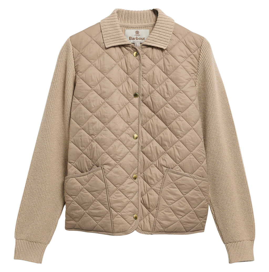 Barbour Allendale Knitted Cardigan in Warm Trench – front view