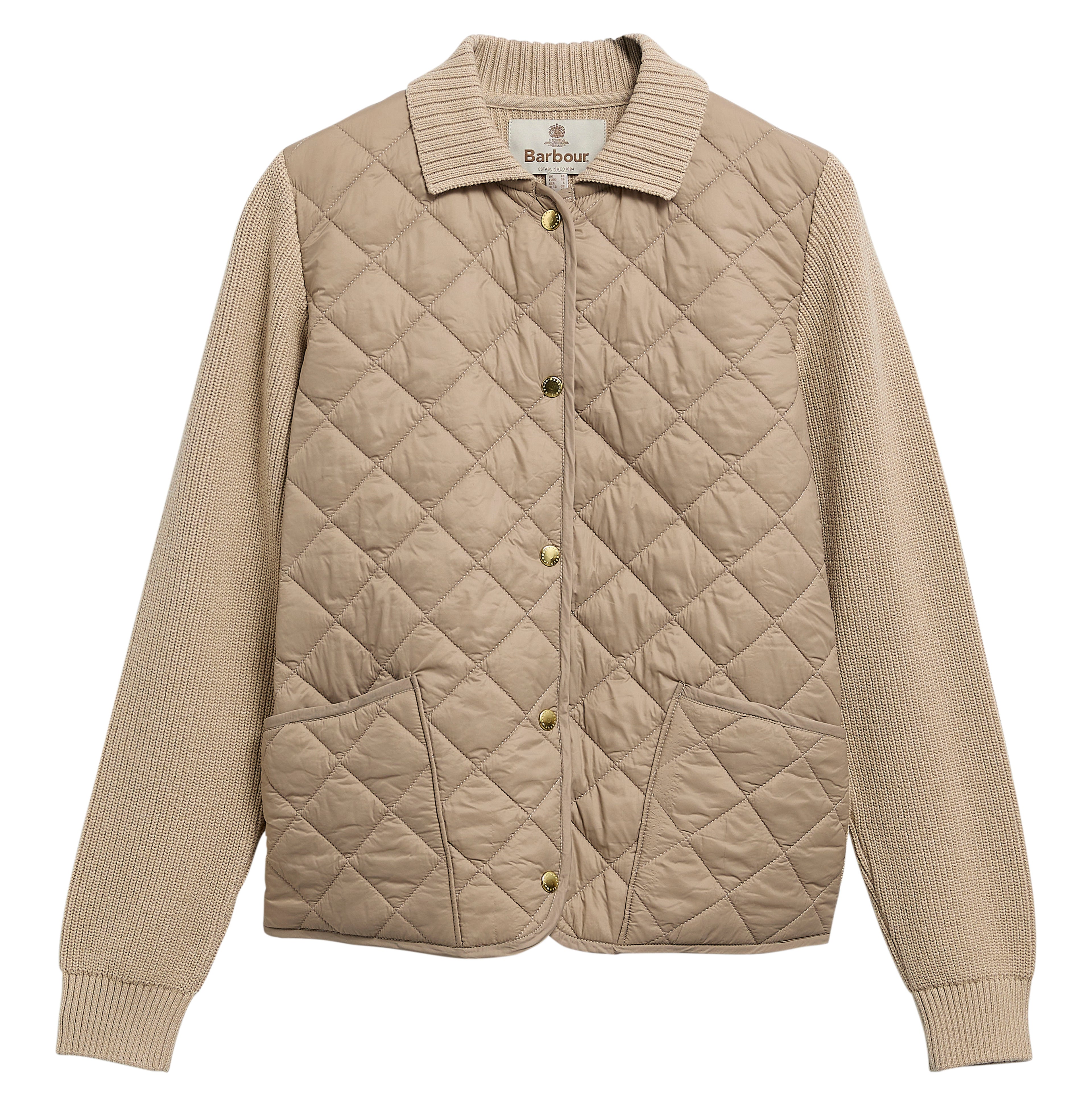 Barbour Allendale Knitted Cardigan in Warm Trench – front view