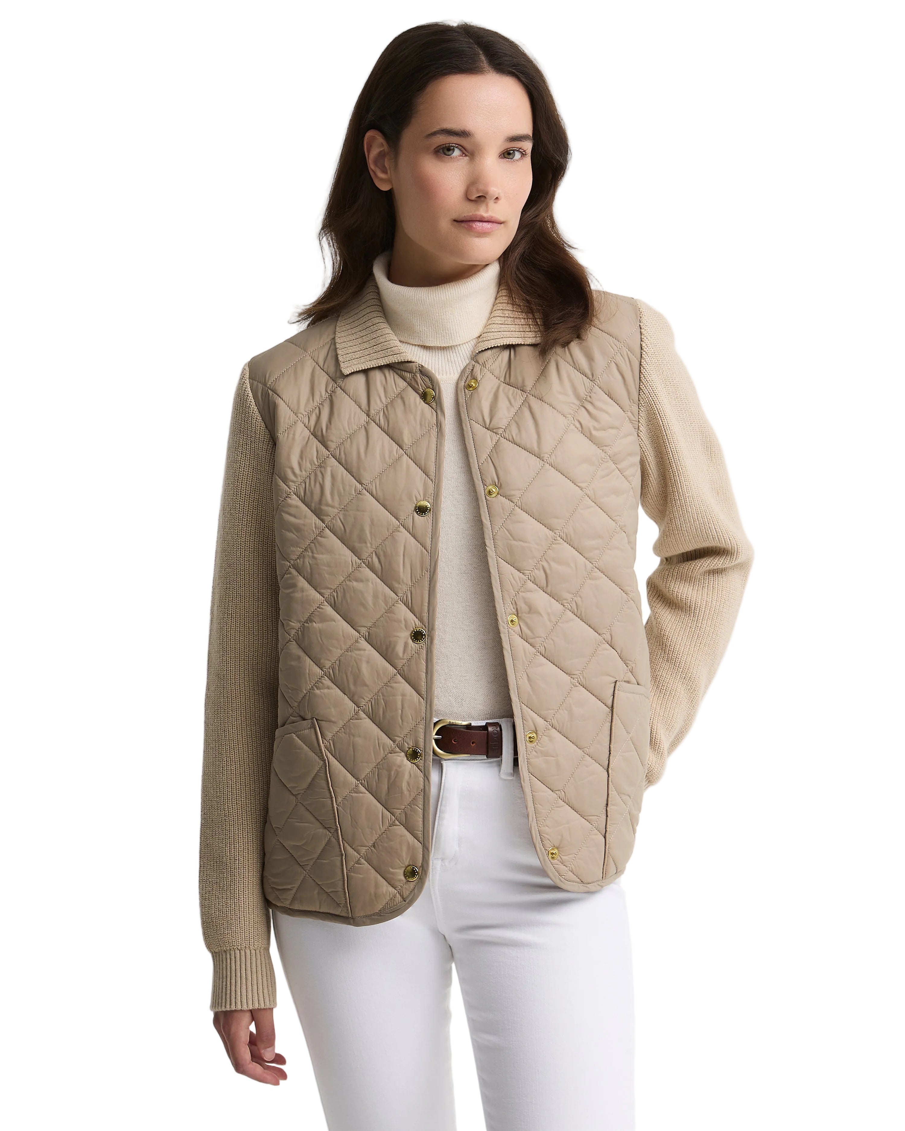 Barbour Allendale Knitted Cardigan in Warm Trench – back view