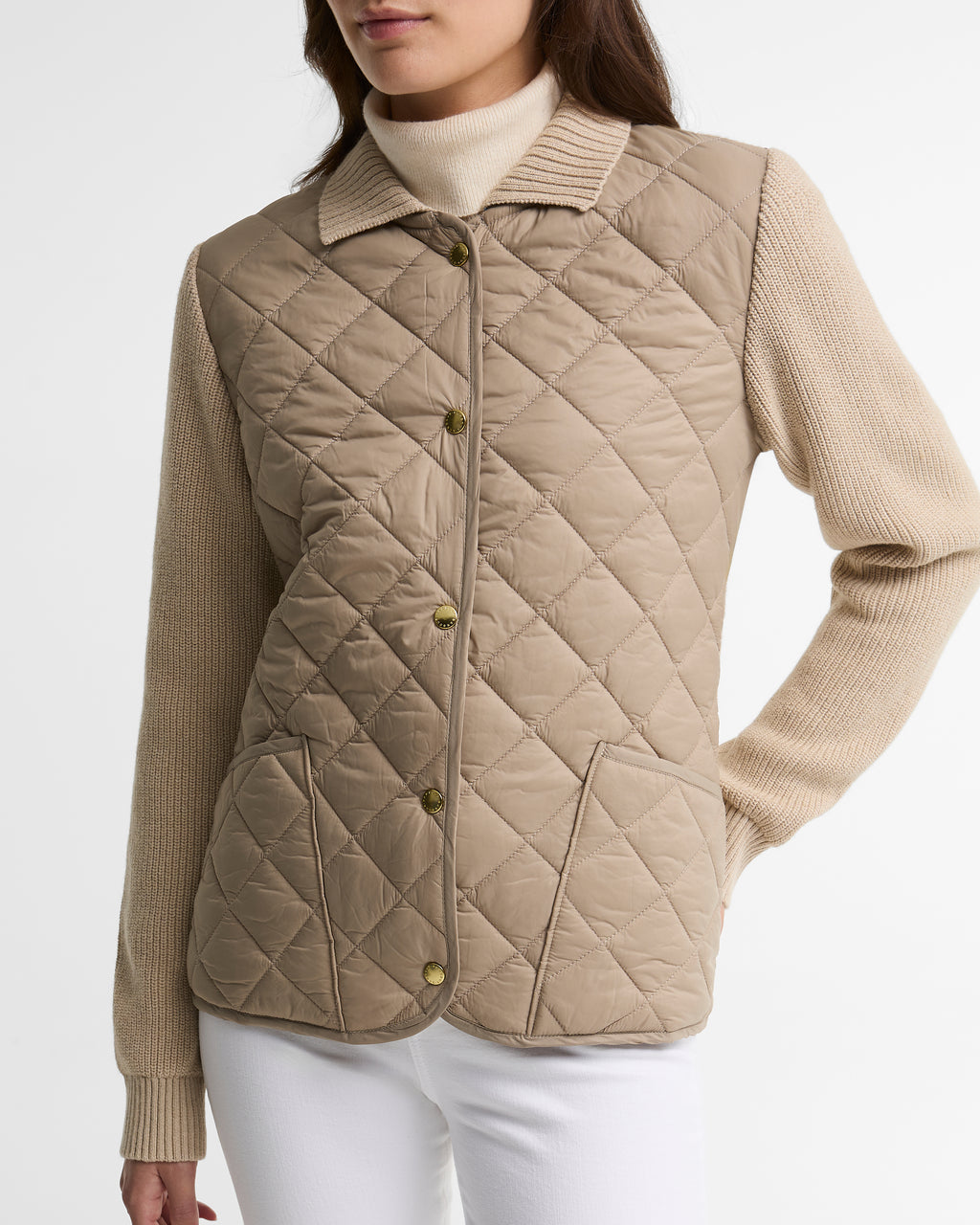 Barbour Allendale Knitted Cardigan in Warm Trench – pocket detail