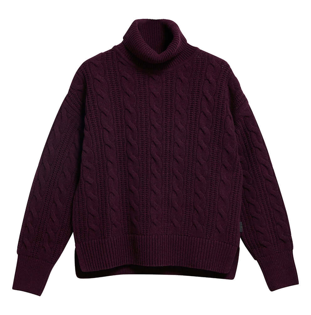 Ladies Barbour Agatha Knitted Jumper in Fig front view