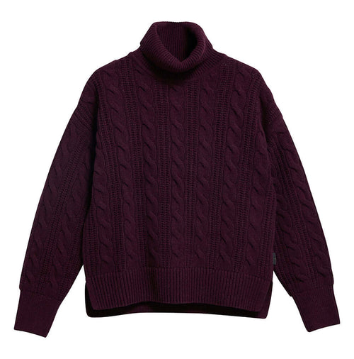 Ladies Barbour Agatha Knitted Jumper in Fig front view