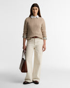 Barbour Ashdown Cable Knitted Jumper in Honey – front view