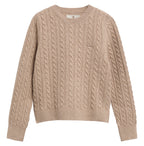 Barbour Ashdown Cable Knitted Jumper in Pink Blush – styled view