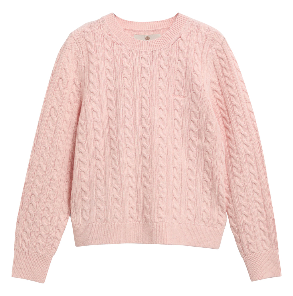 Barbour Ashdown Cable Knitted Jumper in Pink Blush – front view