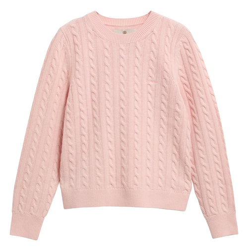 Barbour Ashdown Cable Knitted Jumper in Pink Blush – front view