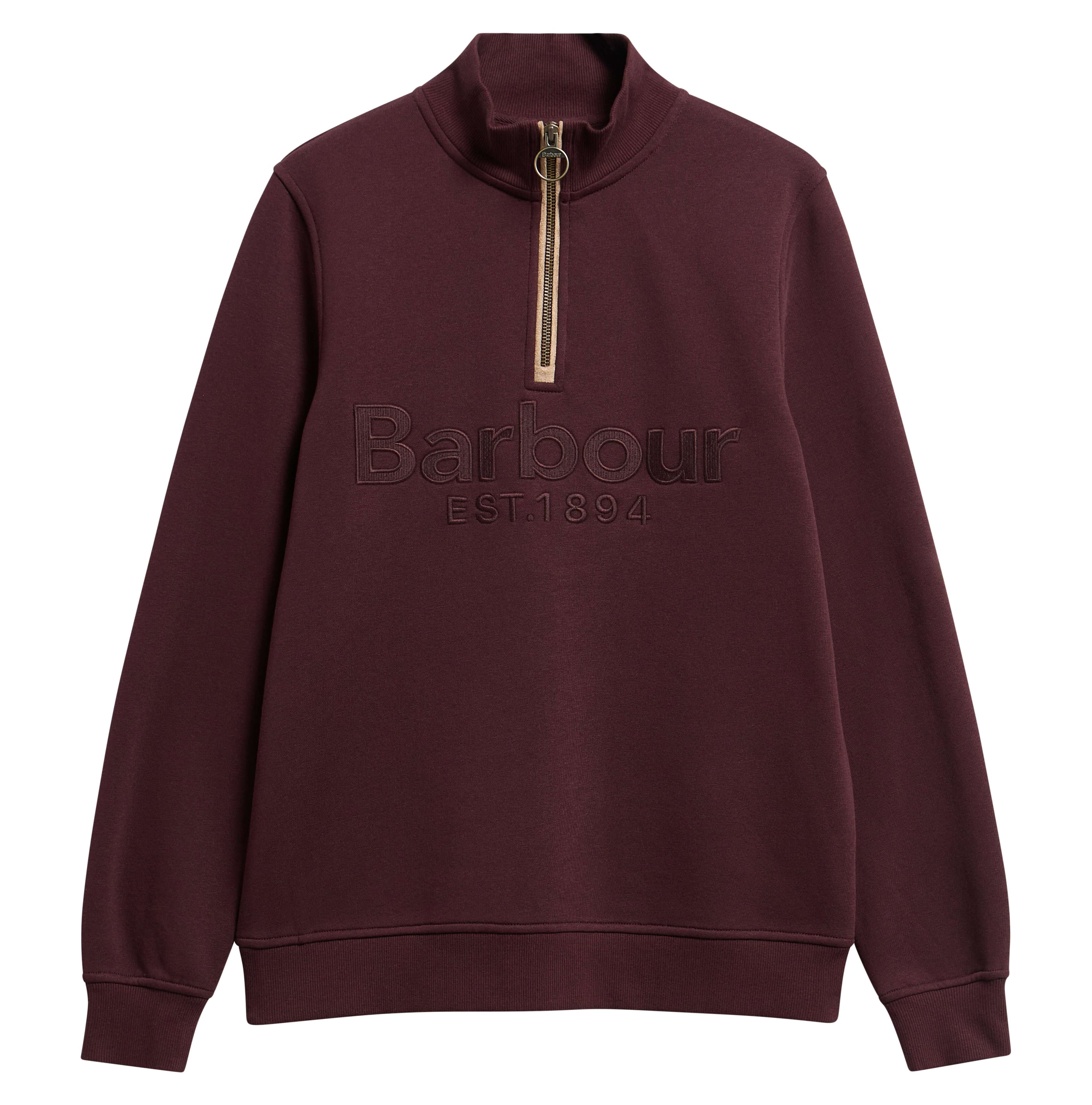 Barbour Cynthia Half Zip Sweatshirt in Fig – styled view