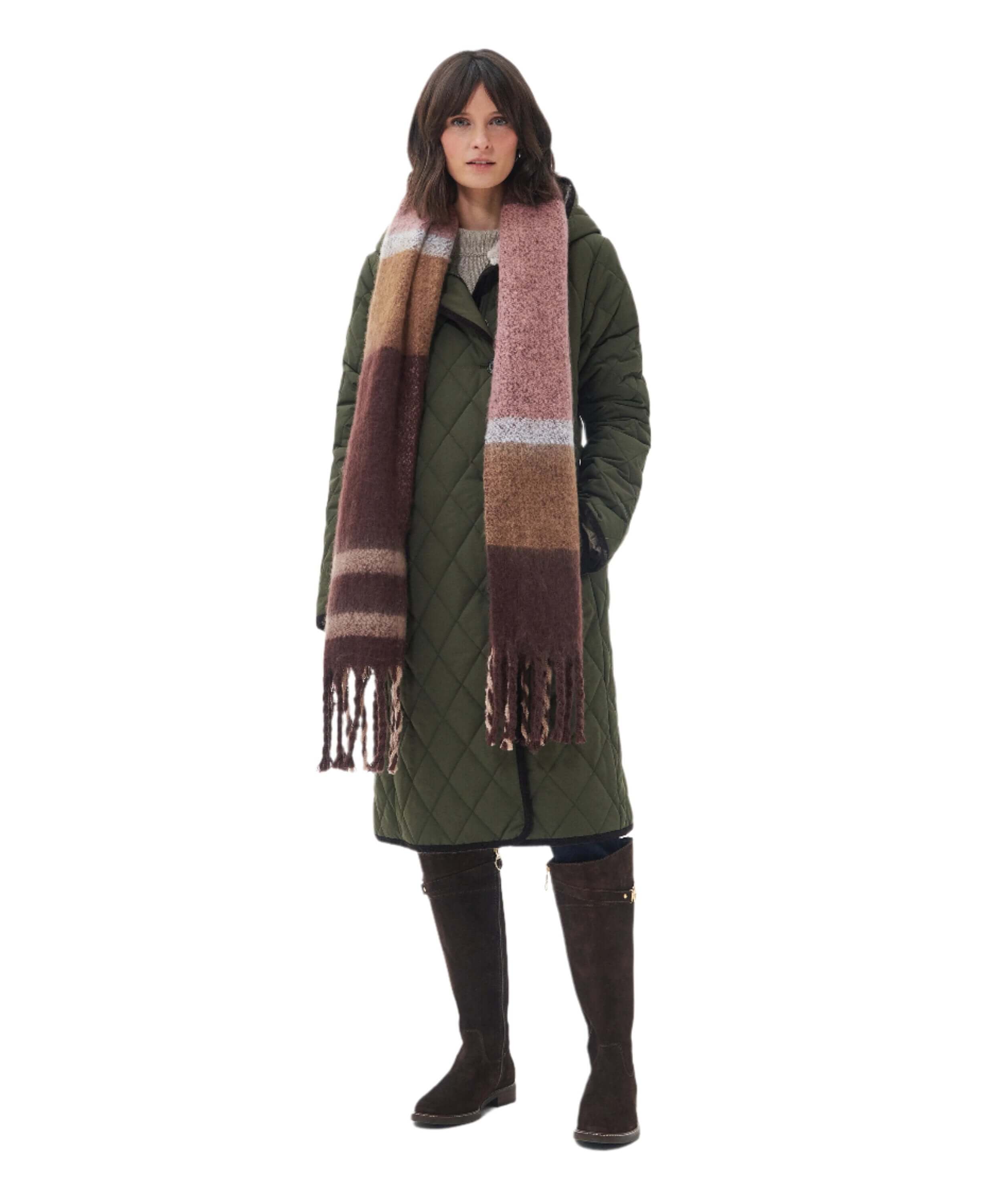 Barbour - Isla Tartan Boucle Scarf - Colour: Chocolate