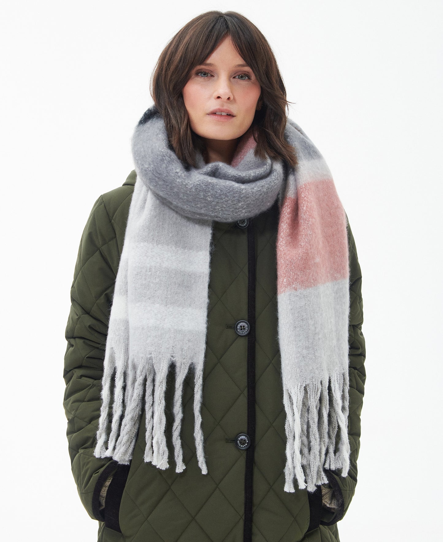 Barbour - Isla Tartan Boucle Scarf - Colour: Chocolate