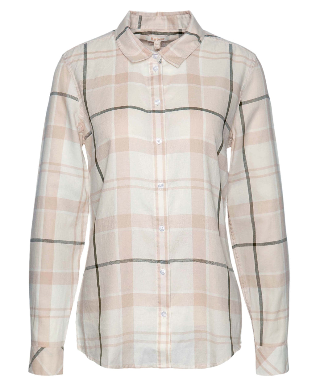 Barbour Bredon Check Shirt in Winter White and Loden, flat view