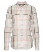 Barbour Bredon Check Shirt in Winter White and Loden, flat view