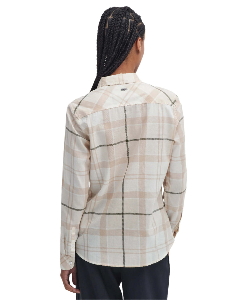 Barbour Bredon Check Shirt in Winter White and Loden, back view
