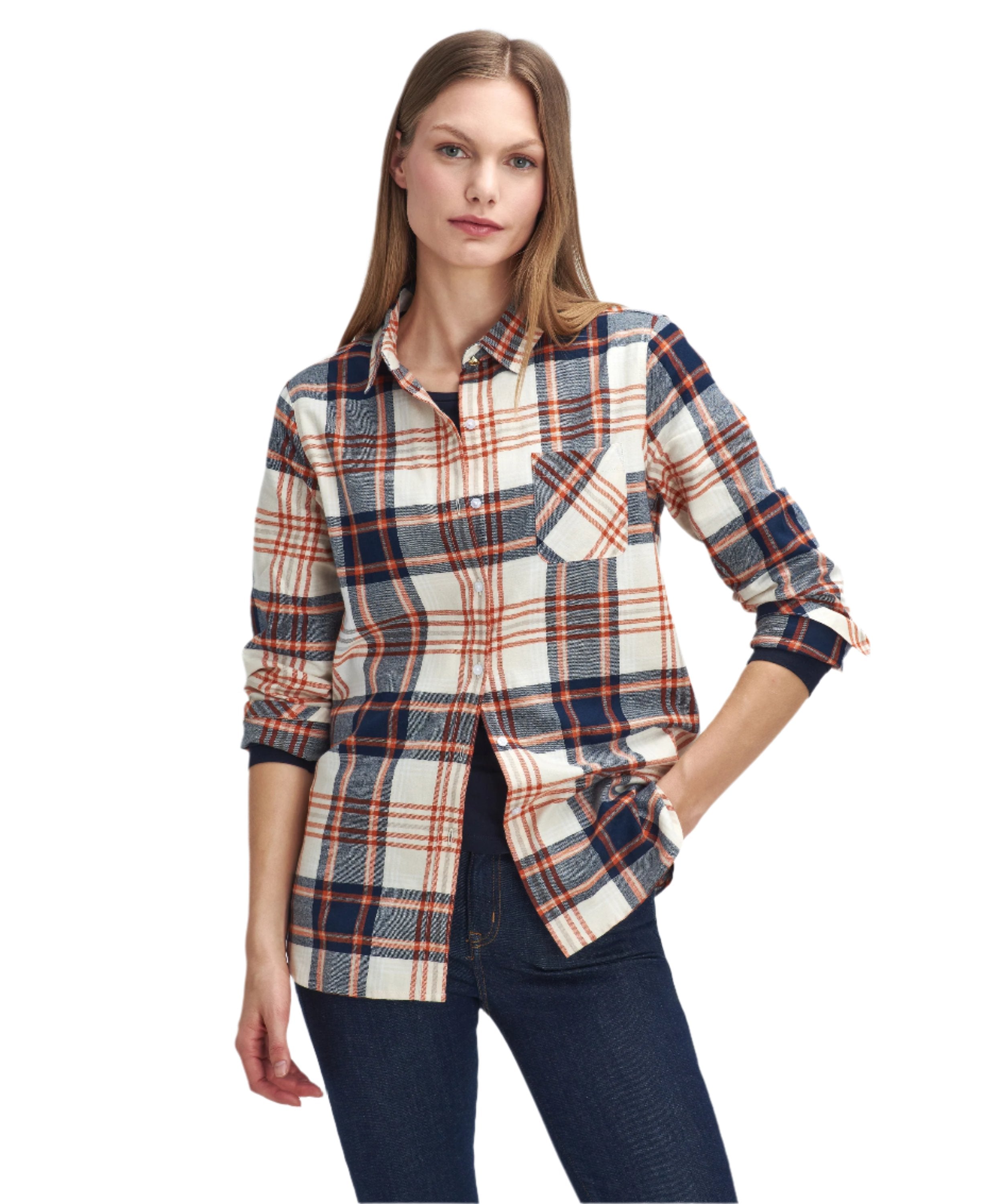 Barbour - Pendula Checked Shirt - Colour: Cloud & Spiced Pumpkin