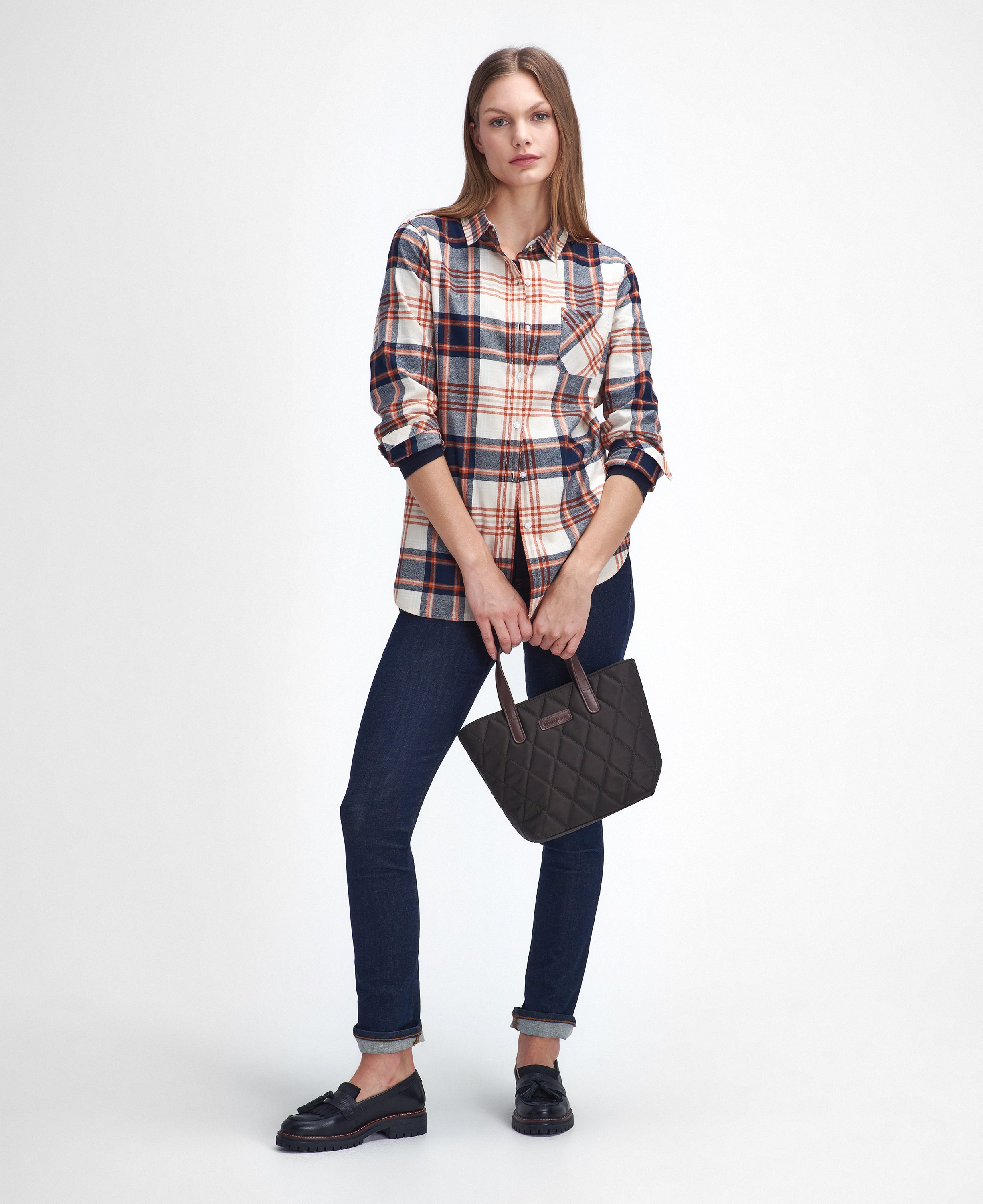 Barbour - Pendula Checked Shirt - Colour: Cloud & Spiced Pumpkin