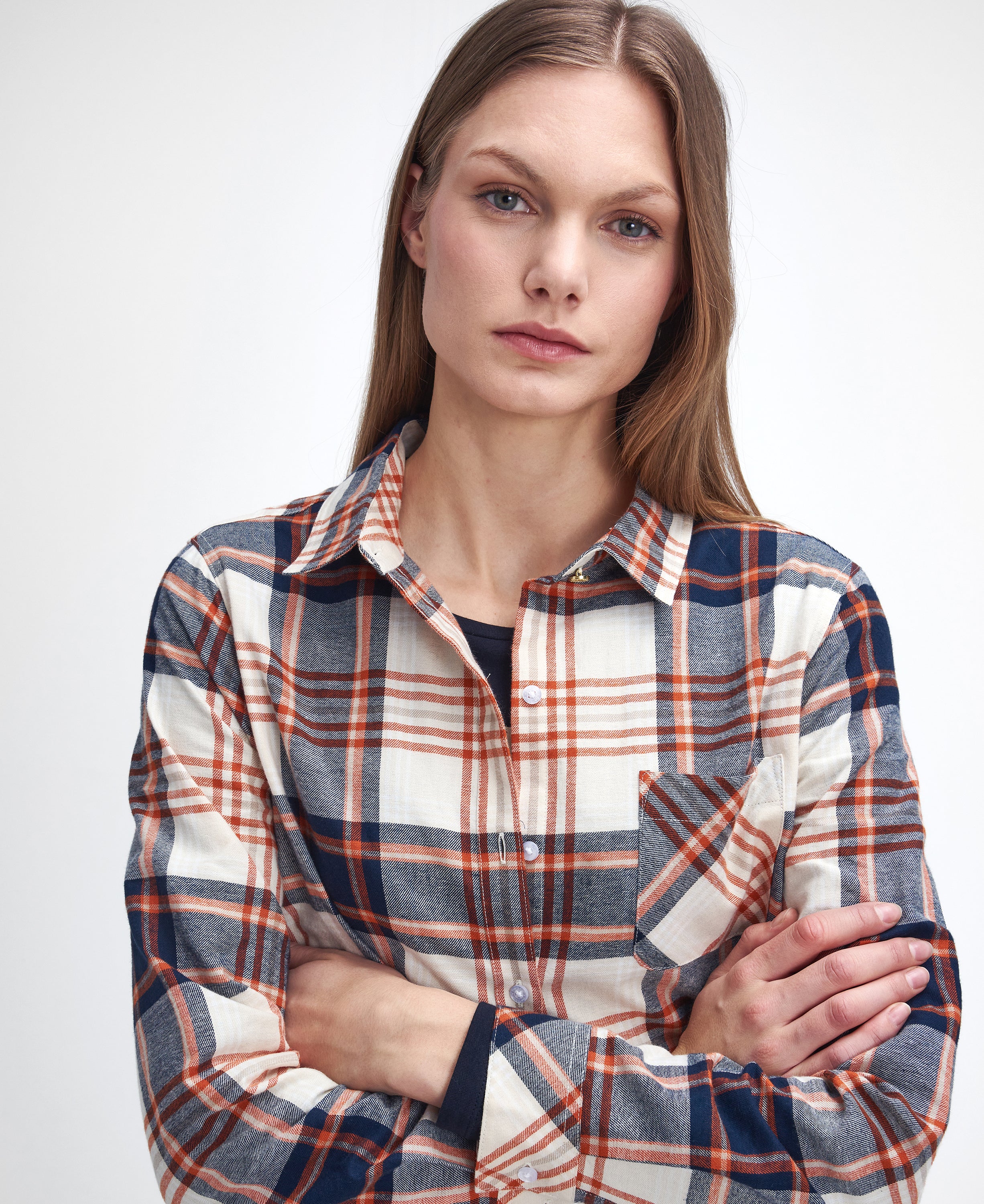 Barbour - Pendula Checked Shirt - Colour: Cloud & Spiced Pumpkin