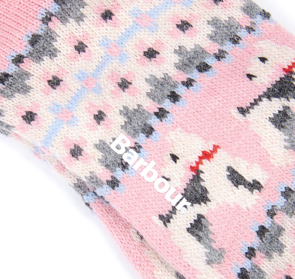 Barbour - Womens Fairisle Terrier Socks - Colour: Pale Pink