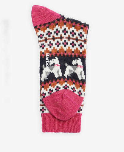 Barbour - Womens Fairisle Terrier Socks - Colour: Pale Pink