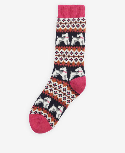 Barbour - Womens Fairisle Terrier Socks - Colour: Fuchsia