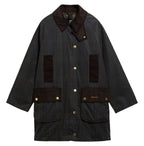 Barbour Tartan Modern Beaufort Waxed Jacket in Classic Tartan/Olive front view