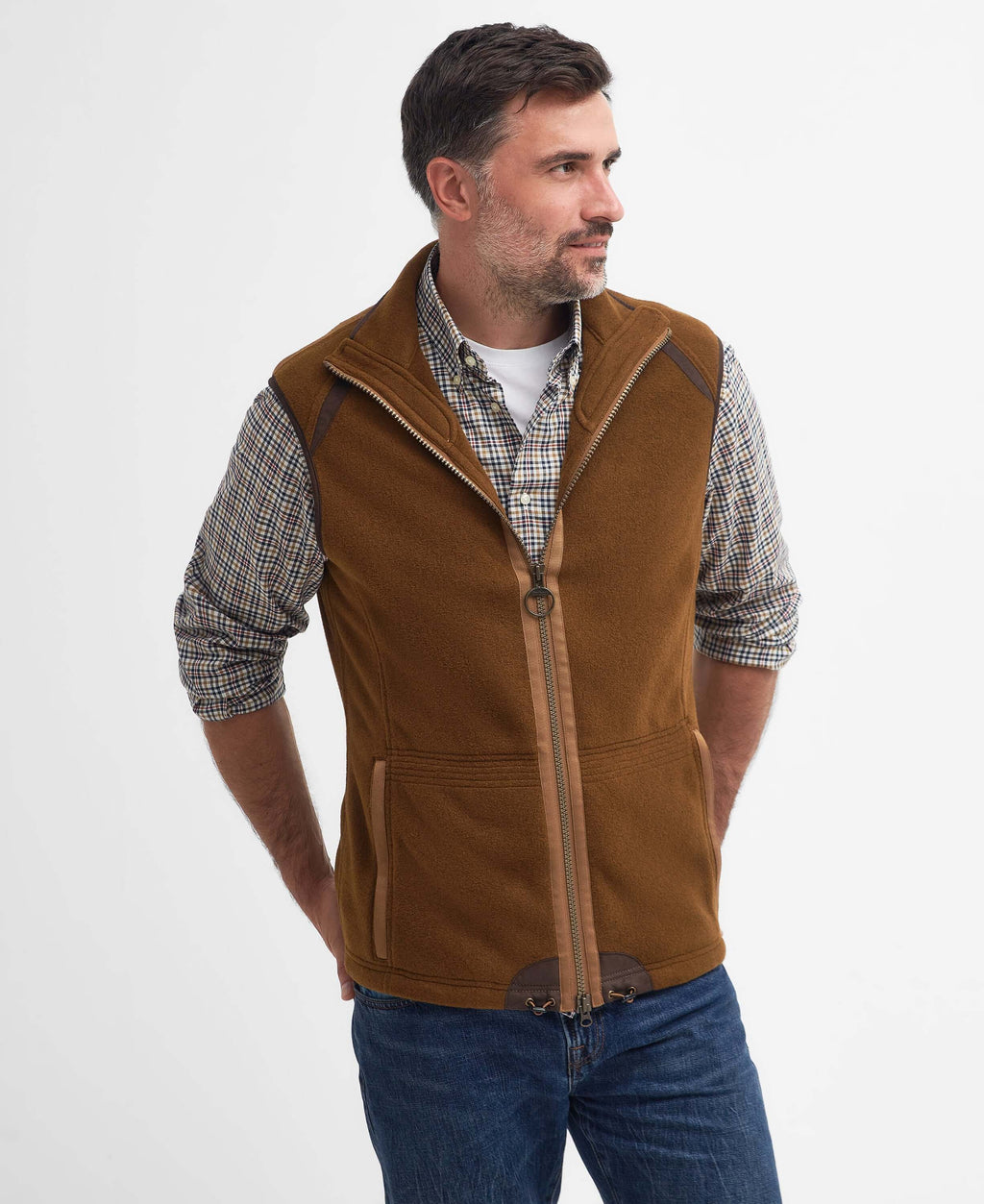 Men’s Barbour Langdale Fleece Gilet in Rust Brown
