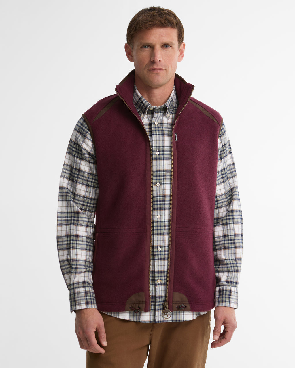 Barbour Langdale fleece gilet in Dark Bordeaux – product view two