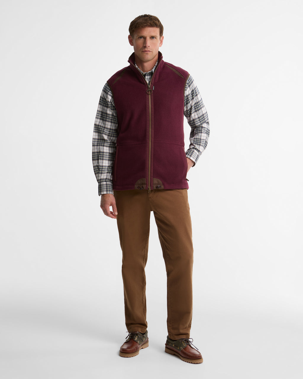 Barbour Langdale fleece gilet in Dark Bordeaux – product view three