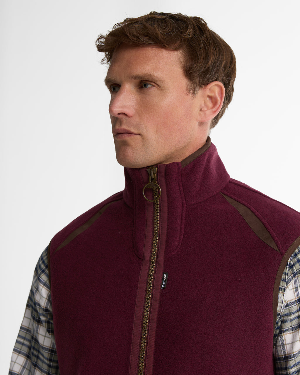 Barbour Langdale fleece gilet in Dark Bordeaux – product view four