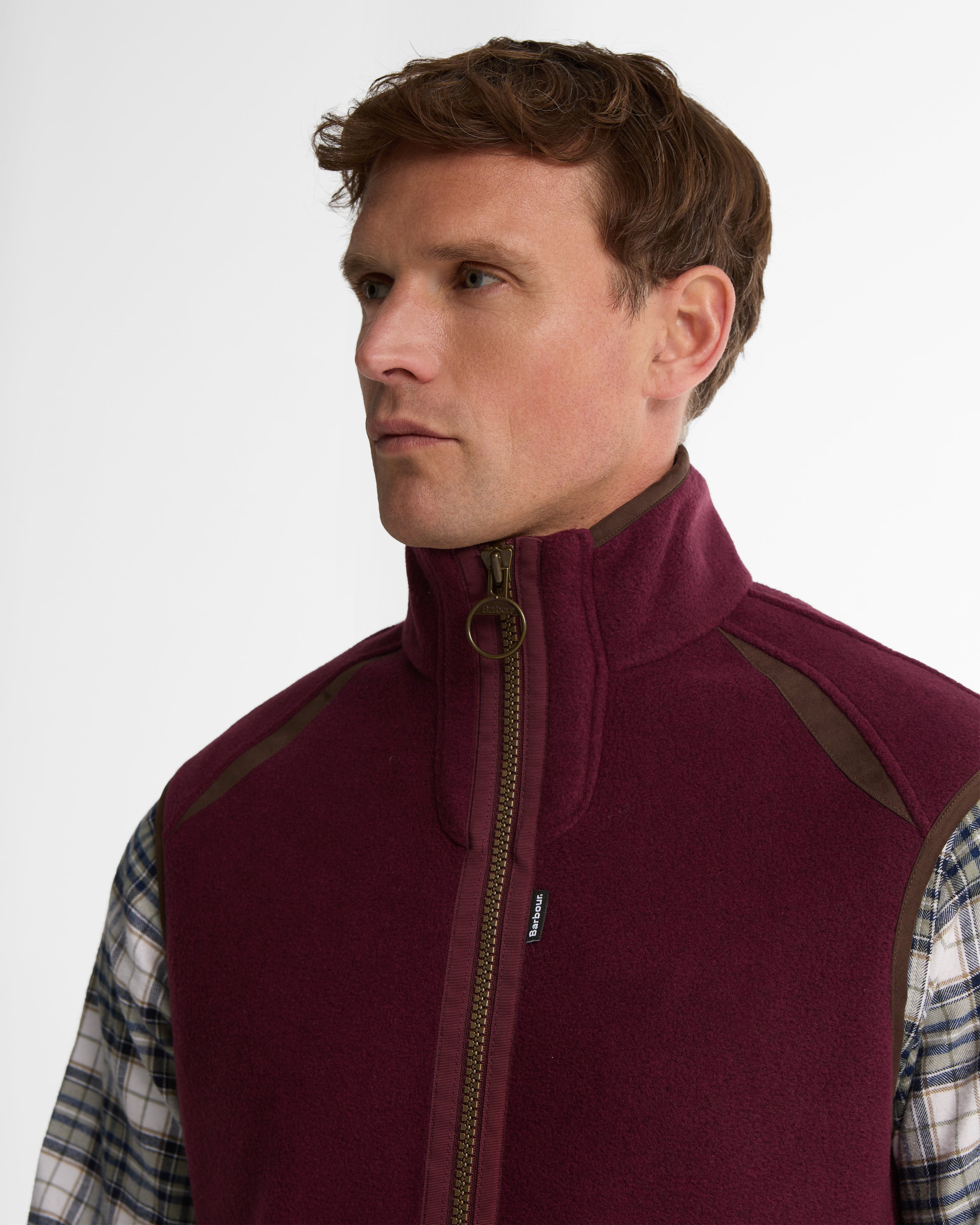 Barbour Langdale fleece gilet in Dark Bordeaux – product view four